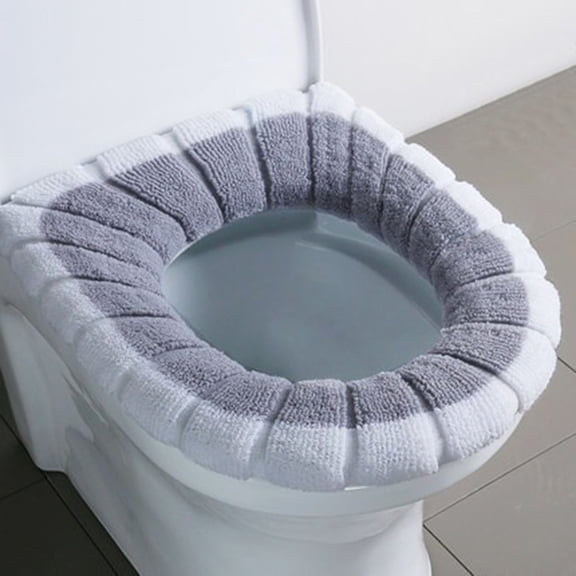 Wuweikeji Bathroom Warmer White&Gray Toilet Washable Soft Pad Seat Closestool Cover Lid Mat