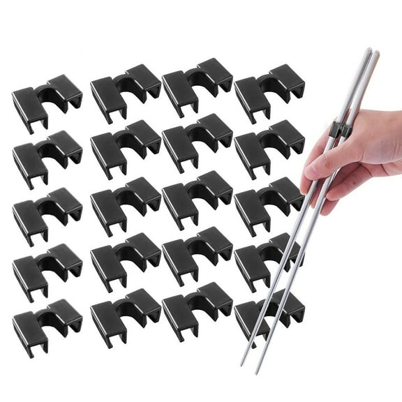Wuweikeji Chopstick Helper Adjustable 20-Pack, 1.18x0.19 inch Reusable Learning Aid Chopstick Helpers for Kids/Adults/Elderly with Height Adjustment, Food-Safe Plastic Helper
