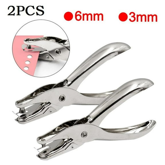 Wuweikeji Drilling 8 Sheets/70g Paper 2 Pcs 3/6mm Handhold Single Hole Punch Metal Puncher for ID Card & Craft Paper Work-hole puncher