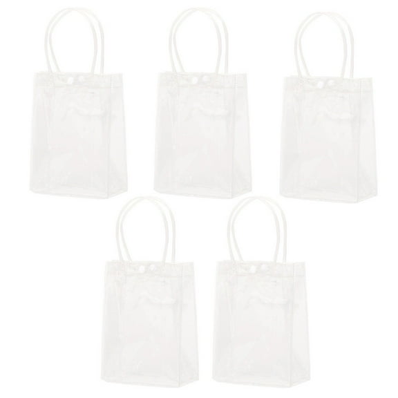 Wuweikeji Home Organization,5PCS Reusable Clear PVC Plastic Tote Bag with Clear Handle Beautiful Bag