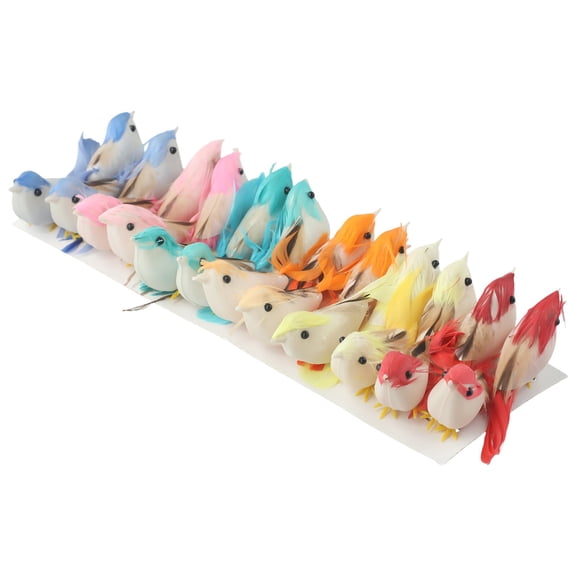 Wuweikeji Lifelike Mini Foam Birds with Real Feathers 24 pcs , 3.9x2.4 inch Colorful Artificial Birdsfor DIY Crafts , Home Garden Decor , Floral Arrangements , Fairy Gardens , Wedding Ornaments