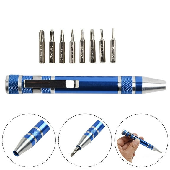 Wuweikeji Multifunction 8 In 1 Portable Screwdriver Set Bits Pocket Precision Screwdriver for Mobile Phone Repairing Hand Tools Kit-Mini Screwdriver Pen