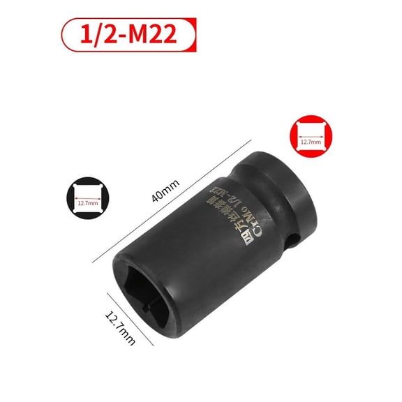 Wuweikeji Tap Socket Double Square Head 1/2inch Driver for Pneumatic Wrench Tool Accessories And Parts Replacement M6-M24-Socket