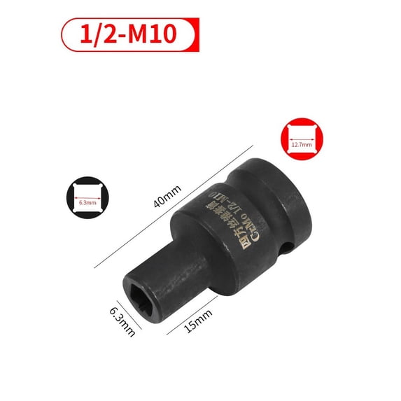 Wuweikeji Tap Socket Double Square Head 1/2inch Driver for Pneumatic Wrench Tool Accessories And Parts Replacement M6-M24-Socket