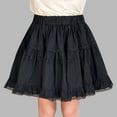 thumbnail image 1 of Wuxain Kids Girls Skirts For Toddler To Teen Lace Trim Ruffle Hem Skirt High Elastic Waist Flared Short Skirts Summer Dress, Black, 11-12 Years, 1 of 8