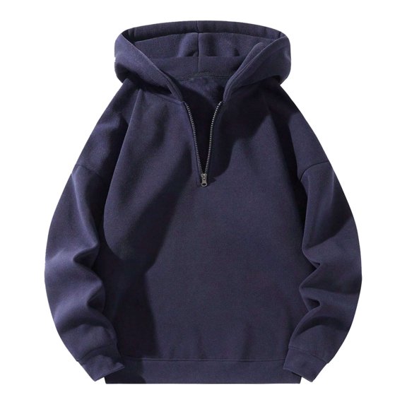 Wuxian Men's Sweatshirt 1/4 Zip Up Solid Colors Hoodies Long Sleeve Casual Comfort Oversized Quarter Zipper Sport Sweatshirt Tops Clothing,Navy