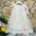thumbnail image 1 of Wuxain Toddler Girls Dresses A Line Sleeveless Mesh Dress 3D Skirt With Full Up Butterflies For Toddler To Preteen Summer Dress, Pink, 2-3 Years, 1 of 8