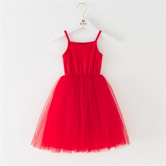 Wuxian Toddler Girls Tutu Dress Ballet Leotard With Tutu Skirt For Girls Dance Gymnastics Camisole Bodysuit Summer Skirt,Red,2-3 Years
