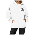 thumbnail image 1 of Wuxian Women's Sweatshirt Hooed Pullover Casual Fashion Long Sleeved Letter Print Hoodies Oversized With Pocket Tops Clothes,White, 1 of 5