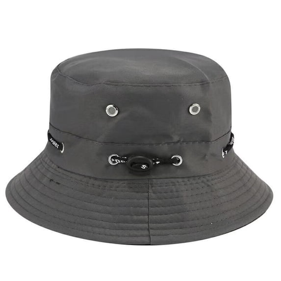 Wuxian Adult Mens Fisherman Hats Fashionable Solid Color Classic Bucket Hat Casual Summer Breathable Foldable Adjustable Strap Travel Beach Caps Unisex Stylish Hiking Headwear,Grey,One Size
