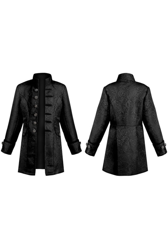 Baby Boy Girl Coat Vintage Steampunk Tailcoat Halloween Clothes 15th–16th Cents Pirate Gothic Victorian Jacket Coat For Kid Autumn Streetwear,Black,8-9 Years