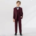 thumbnail image 1 of Wuxian Baby Boy Outfits Formal Suits Outfits 4 Piece Tuxedo Set Slim Fit Blazer Vest+Jacket+Pants +Bowtie For Kids Wedding Birthday Party Suit Boy Dress Clothes,Burgundy,2-3 Years, 1 of 6