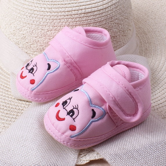 Wuxian Baby Girl Infant Sneakers Cute Cartoon Embroidery Hook And Loop Strap Canvas Shoes Soft Sole Anti- Slip Breathable Lightweight Walking Footwear Spring Summer Sandals,Pink,6-12 Months