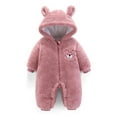 thumbnail image 1 of Wuxian Baby Girls Boys Winter Bodysuit Classic Hoodies Zipper Up Long Sleeve Fuzzy Wool Jumpsuit Solid Color Thick For Toddler Winter Warm Cozy Romper Outfit,12-24 Months, 1 of 8
