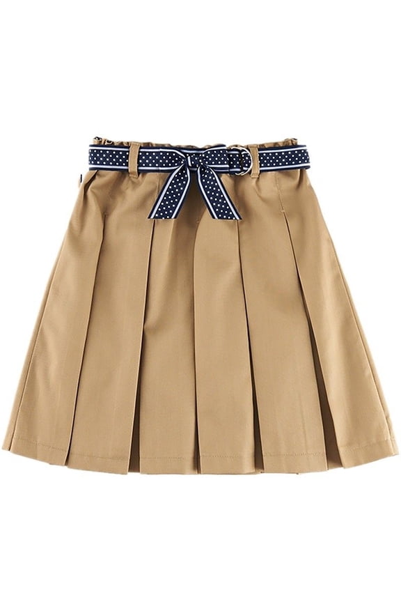 Baby Girls Casual Pleated Skirt School Uniform Elastic Waist Solid Color Ruffles Button Comfortable Comfortable A-Line Mini Skirts Spring Summer Dailywear Prom Dresses,Brown,13-14 Years