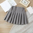 thumbnail image 1 of Wuxian Baby Girls Summer Fashion Pleated Skirts Solid Color Elastic Waist Tennis Slim Casual School Uniform Mini Skirt Breathable Cozy Comfortable A-Line Cheer Dress Ball Gown,Gray,7-8 Years, 1 of 4