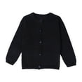 thumbnail image 1 of Wuxian Baby Girls Sweaters Button Down Round Neck Knit Cardigans Long Sleeve Solid Color Uniform Fall Winter Fashion Streetwear,Black,12 Months, 1 of 2