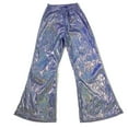 thumbnail image 1 of Wuxian Baby Pants Glitter Sequin Pants Sparkly Shiny Flared Trousers Stage Performance Yoga Belly Dance Tights For Sports Everyday Activities,Blue,3-4 Years, 1 of 3