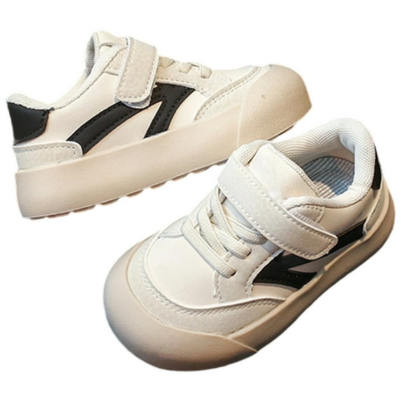 Wuxian Baby Shoes Casual Waterproof Leather Fashion Sneakers With Strap Lace Up Thick Sole Relaxed Fit Walking Shoe,Beige,3-3.5Y
