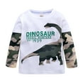 thumbnail image 1 of Wuxian Big Boys Long Sleeve Shirts Cute Funny Letter Dinosaur Print Classic Crewneck T Shirts Tops Fall Winter Layering Tee Top,White,2-3 Years, 1 of 8