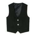 thumbnail image 1 of Wuxian Boy'S Tuxedos Vest Sleeveless Solid Color V-Neck 4 Button Formal Suit Waistcoat For Teens Boy Dress Wedding School Clothes,Black,11-12 Years, 1 of 5