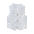 thumbnail image 1 of Wuxian Boy'S Tuxedos Vest Sleeveless Solid Color V-Neck 4 Button Formal Suit Waistcoat For Teens Boy Dress Wedding School Clothes,White,7-8 Years, 1 of 2