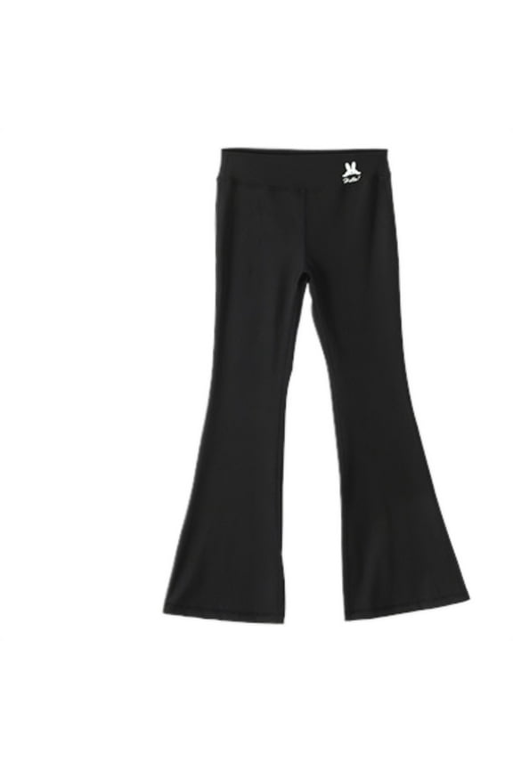 Boys Athletic Pants Flared Yoga Leggings Pants Slim Fit Stretchy Bootcut Yoga Trousers Highwaist Solid Color Soft Comfortable Athletic Activwear Streetwear For Boys,Black,4-5 Years