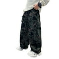 thumbnail image 1 of Wuxian Boys Baggy Pants Boys Thick Lined Warm Denim Pants Straight Wide Leg Trousers Youth Loose Fit Comfortable Fashion Classic Jeans Soft Stretch Kids Athletic Pants,Dark Green,4-5 Years, 1 of 5