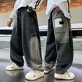 thumbnail image 1 of Wuxian Boys Cargo Pants Baggy Jeans Fashion Washed Vintage Multi Pockets Elastic Waist Casual Wide Leg Distressed Denim Trousers Straight Loose Fit Relaxed Dailywear Trendy Streetwear,Grey,4-5 Years, 1 of 6