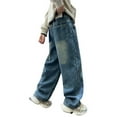 thumbnail image 1 of Wuxian Boys Casual Jeans Baggy Straight Leg Relaxed Fit Trousers High Waist Elastic Waist Loose Denim Pants With Pocket For Children Fashion Dailywear, 1 of 9