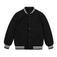 thumbnail image 1 of Wuxian Boys Kids Coat Button Down With Pokcet Casual Baseball Jackets Child Varsity School Uniform Cotton Classic Clothing Striped Hem Outerwear,Dark Gray,11 -12 Years, 1 of 8