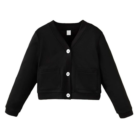 Wuxian Boys Kids Coat Crewneck Cardigan Sweaters Long Sleeve Kids Button Kids Cotton School Uniform Knit Tops Outwear Sweatshirts,Black,11-12 Years