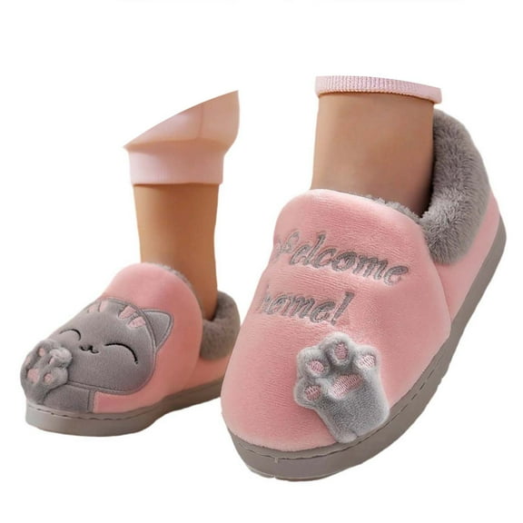 Wuxian Boys Sneakers Funny Print Plush Thickened Winter Warm Indoor Shoes For Toddlers Kids Soft Comfortable Casual Cute Animal Character Sandals Warm Sneakers,Pink,6-7 Years