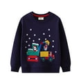 thumbnail image 1 of Wuxian Boys Sweatshirts Cotton Long Sleeve Crewneck Pullover Cartoon Printed Toddler Kids Winter Warm Shirt Sport Top,Navy,12-18 Months, 1 of 4