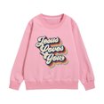 thumbnail image 1 of Wuxian Boys Sweatshirts Crewneck Letter Printed Sweatshirt Solid Long Sleeve Pullover Tops Fall Winter Base Sport Top,Pink,10-12 Years, 1 of 3