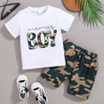 thumbnail image 1 of Wuxian Boys Toddler Camouflage Outfits Short Sleeve Crewneck T Shirts And Elastic Waist Shorts Summer 2 Piece Short Set Graphic Camo Breathable Cozy Lightweight Clothes,White,6-9 Months, 1 of 7