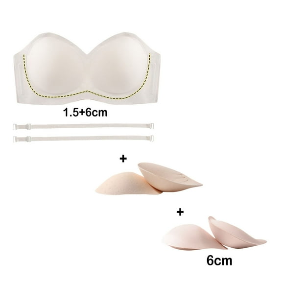 Wuxian Bralettes For Women Strapless Bras Wirefree Non- Tube Top Invisible Bralette Seamless Padded Bandeau T-Shirt Bralette,Wh2,M