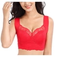 thumbnail image 1 of Wuxian Brassiere For Women Lace No Underwire Plus Size Adjustable Bralette Comfortable Breathable Full Coverage Seamless Wide Sides Brassiere,Red,Xxxl, 1 of 2