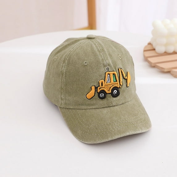Wuxian Children Boys Baseball Caps Cute Animal Cartoon Car Embroidery Print Hat Casual Adjustable Comfortable Vintage Washed Distressed Sun Hat For Toddler Fashionable Dailywear,Khaki,One Size