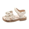thumbnail image 1 of Wuxian Children Girls Sandals Open Toe Summer Flats Dress Trendy Sandals Floral Design For Girls Summer Footwear,White,3.5-4 Years, 1 of 9