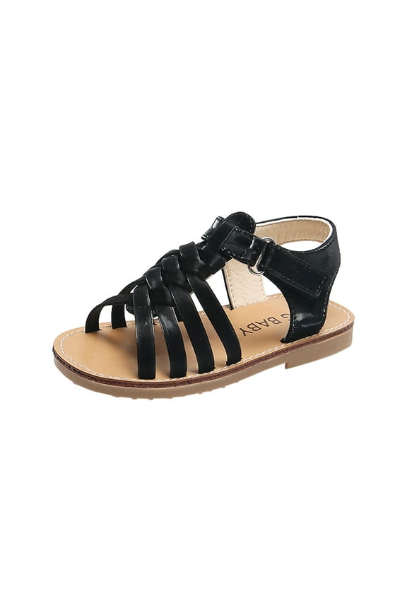 Children Girls Sandals Summer Beach Outdoor Soft Rubber Sole Toddler Princess Dress Flats Walking Shoes Shoes,Black,18-24 Months