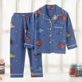 thumbnail image 1 of Wuxian Children'S Boys Clothes Sets Long Sleeve Sleep Wear Button Down Cartoon Print Blouse Top And Pants Home Wear Breathable Casual Two Piece Outfits,Brown,11-12 Years, 1 of 3