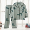 thumbnail image 1 of Wuxian Children'S Boys Clothes Sets Long Sleeve Sleep Wear Button Down Cartoon Print Blouse Top And Pants Home Wear Breathable Casual Two Piece Outfits,Green,4-5 Years, 1 of 3