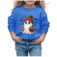 thumbnail image 1 of Wuxian Children'S Halloween Sweatshirt Casual Pullover Funny Ghost Pumpkin Graphic Top Blouse Crewneck Long Sleeve Loose Fit Tops,Blue,11-12 Years, 1 of 4