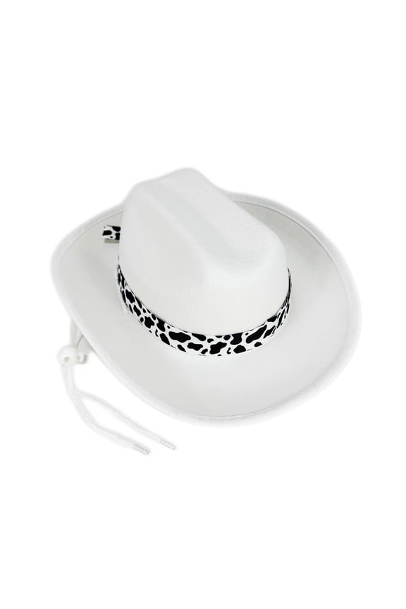 Children Toddler Boys Cowboy Hats Wide Birm Leopard Print Adjustable Strap Birthday Party Stage Performance Fashionable Fascinator Cowgirl Caps Headwear,White,5-10 Years