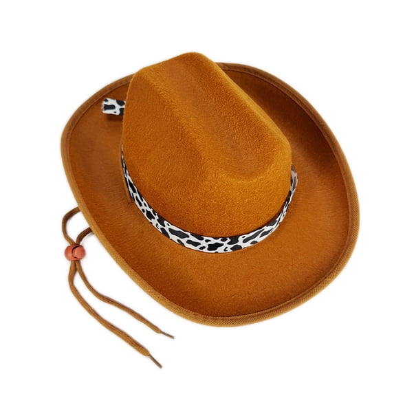 Wuxian Children Toddler Boys Cowboy Hats Wide Birm Leopard Print Adjustable Strap Birthday Party Stage Performance Fashionable Fascinator Cowgirl Caps Headwear,Brown,5-10 Years