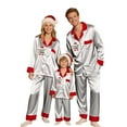 thumbnail image 1 of Wuxian Christmas Matching Family Outfits Silk Stain Button Down Solid Color Clothing Outfits Set Blouse Shirts And Pj'S Pants Fashion Suits For Dad Outfits Set,Light Gray,L, 1 of 8