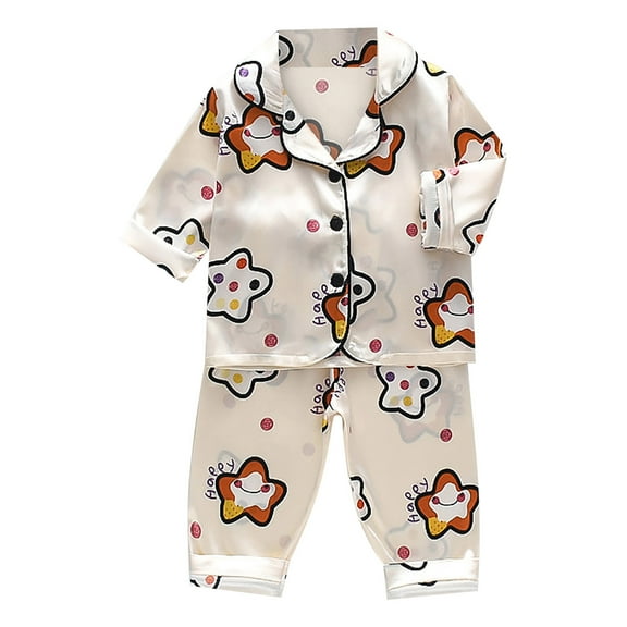 Wuxian Christmas Outfit For Kids 2 Piece Satin Silk Short Sets Home Clothing Cartoon Print Leopard Short Sleeves Button Down Classic Blouse Shirts Shorts Baby Boys' Clothing Sets,Beige,3-4 Years