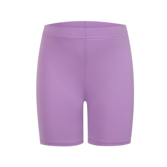 Wuxian Christmas Pants Elastic Waist Slim Fit Shorts Solid Color Knee Length Control Hidden Scrunch Running Yoga Comfortable Trousers Athletic Pants For Girls,Light Purple,7-8 Years