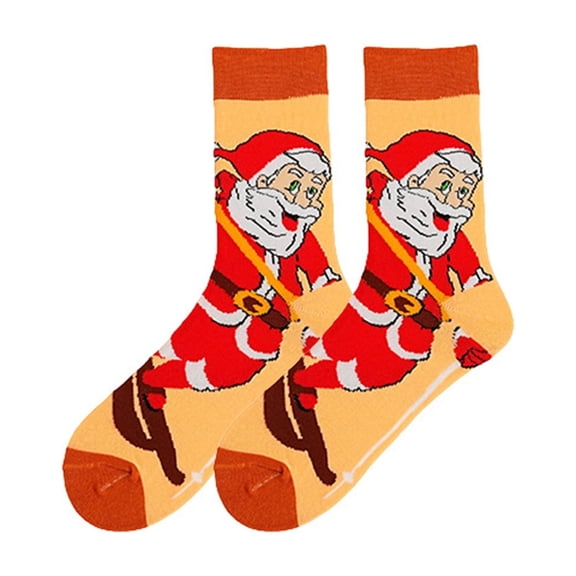 Wuxian Cozy Socks For Women Christmas Socks Cute Print Midtube Stockings Crew Socks Fuzzy Comfy Casual Winter Warm Fuzzy Socks,Yellow1,One Size